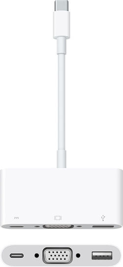 Apple MJ1L2 Μετατροπέας USB-C male σε USB-A / VGA female Λευκό 1τμχ