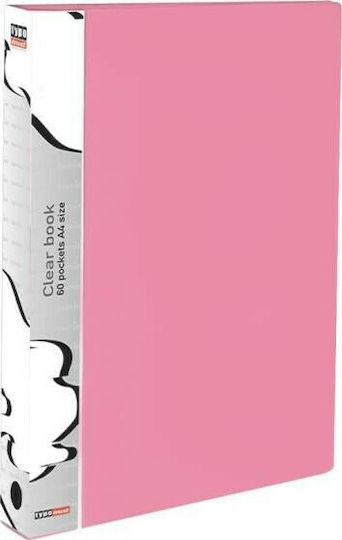 Typotrust Clipboard Flexible with 30 plastic sleeves Slides for Paper A4 Pink 1pcs