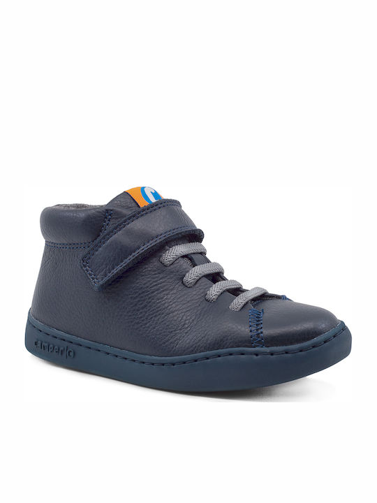 Peu Touring Anatomical Leather Kids Boots with Laces Navy Blue