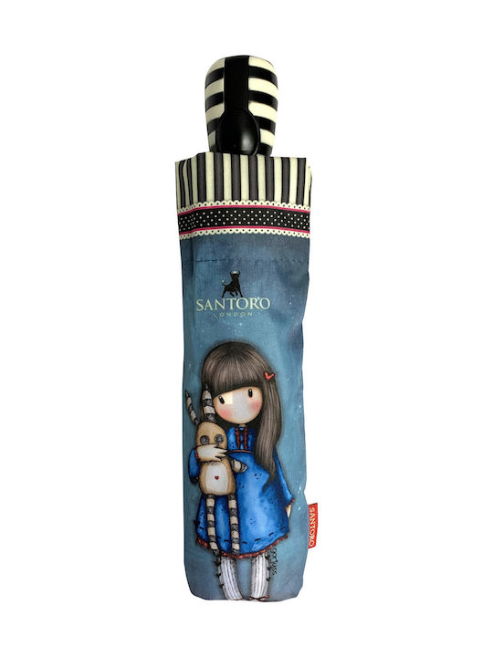 Santoro Kids Compact Auto-Open Umbrella Gorjuss Hush Little Bunny Blue