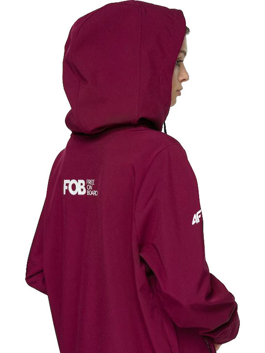 4F Women's Long Hooded Sweatshirt Burgundy