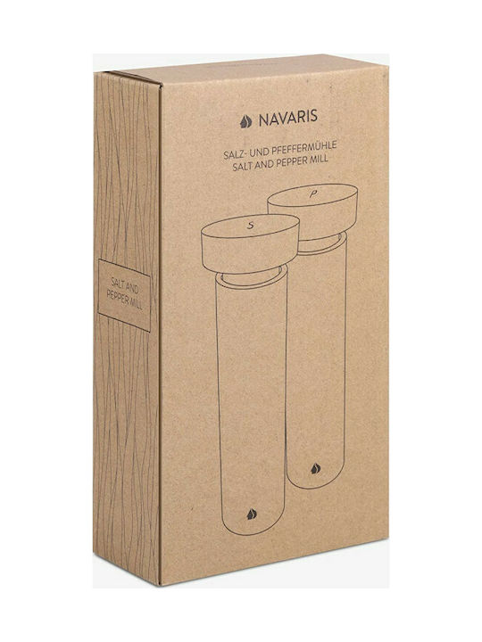 Navaris Set Manual Râșnițe Condimente din Lemn în Culoare Maro 20.5cm 2buc