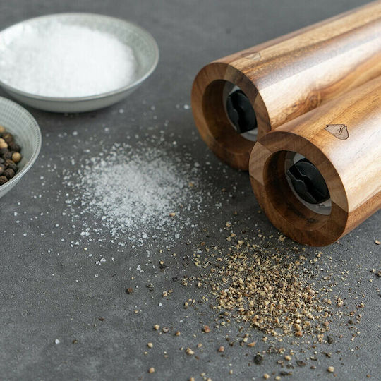 Navaris Manual Wooden Spice Mill Set 20.5cm Brown 2pcs
