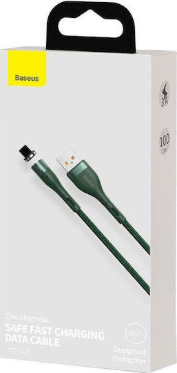 Baseus Zinc Плетена / Магнитно отделяемо USB-A към Lightning кабел Зелен 1м (CALXC-K06)
