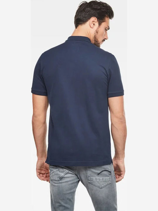 Dunda Slim Polo Men's Blouse Short Sleeve Navy Blue