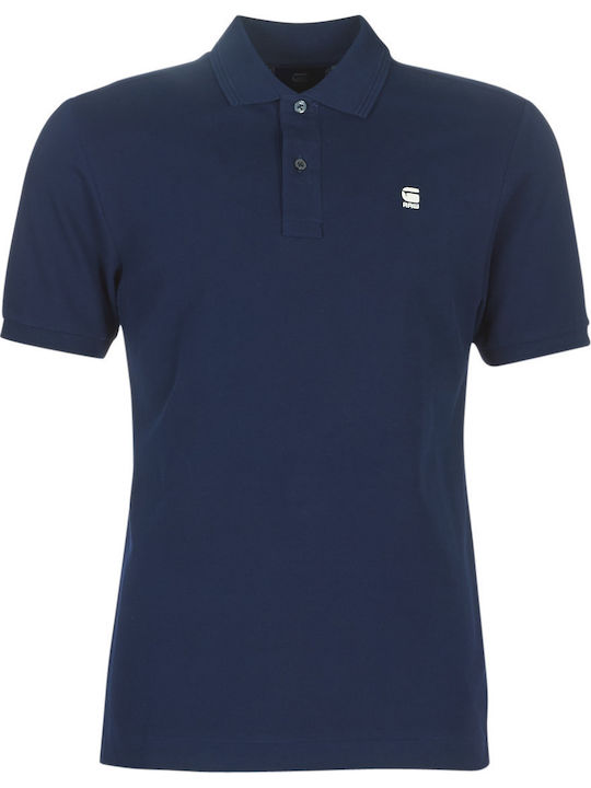 Dunda Slim Polo Men's Blouse Short Sleeve Navy Blue