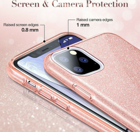 ESR Makeup Glitter Umschlag Rückseite Silikon Koralle (iPhone 11 Pro Max)