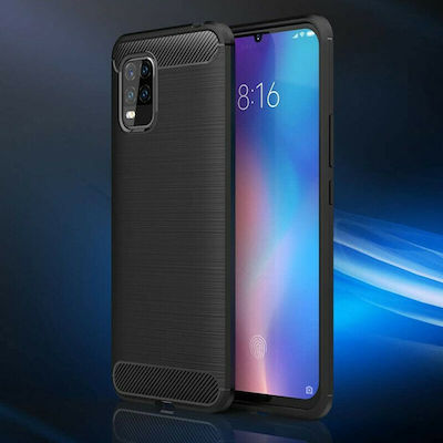 Hurtel Carbon Umschlag Rückseite Silikon Schwarz (Xiaomi Mi 10 Lite)