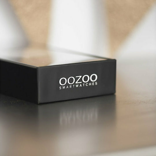 Oozoo Q00114 Stainless Steel 43mm Smartwatch με Παλμογράφο (Μαύρο / Χρυσό)