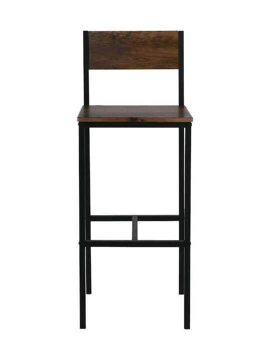 Hocker Bar mit Rückenlehne Metallisch Stab Anthracite / Antique Brown 4Stück 39x42x67cm