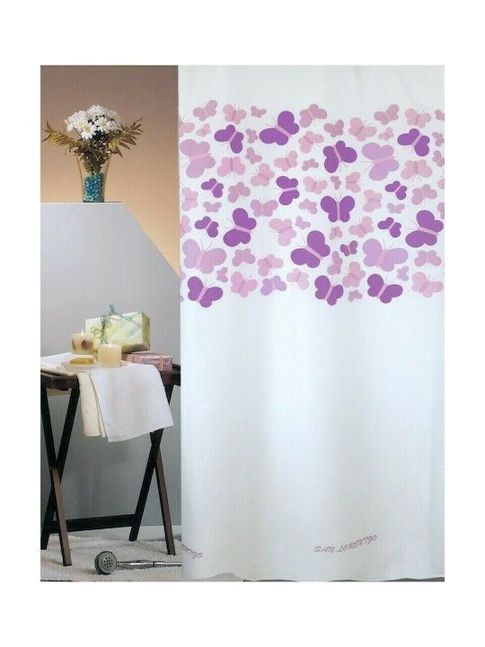 San Lorentzo Butterflies Fabric Shower Curtain 240x180cm Purple