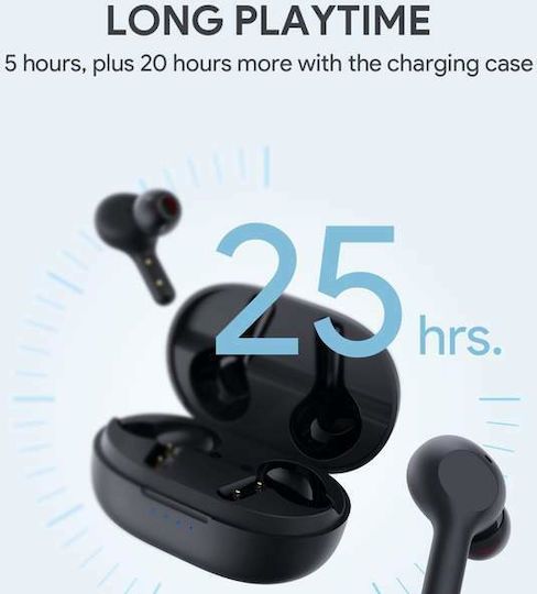 Aukey EP-T25 In-ear Bluetooth Handsfree Ακουστικά με Αντοχή στον Ιδρώτα και Θήκη Φόρτισης Μαύρα
