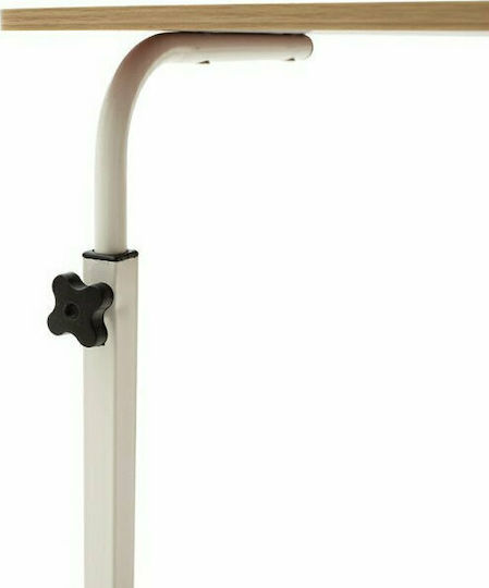 Desk Piper Wooden Natural-White with Metal Legs & Adjustable Height 60x40x69cm