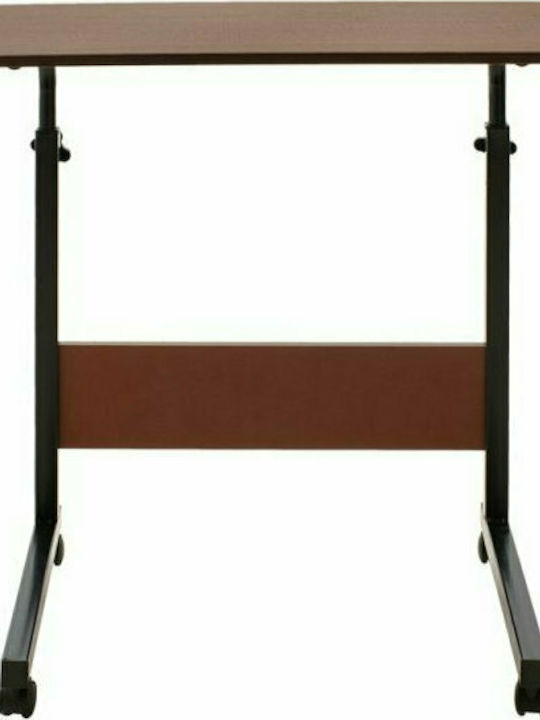 Desk Piper Wooden Walnut-Black with Metal Legs & Adjustable Height 60x40x69cm