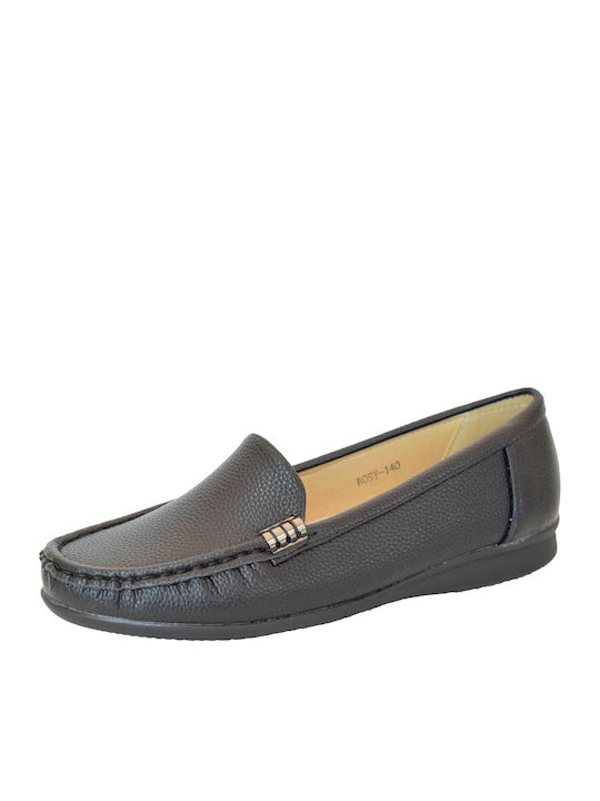 Antrin Rosy 140 Leather Women's Moccasins in Black Color