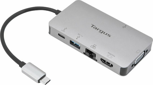 Targus USB-C Docking Station με HDMI 4K PD Ethernet Ασημί (DOCK419EUZ)