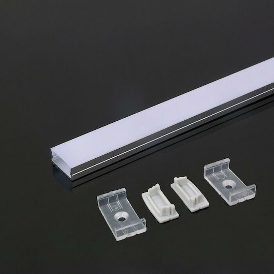 V-TAC Extern Aluminiumprofil für LED-Streifen mit Opal Abdeckung 200x2.3x1cm