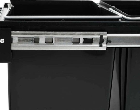 vidaXL Soft Close Recycling Waste Bin For Cabinet Plastic Black 48lt