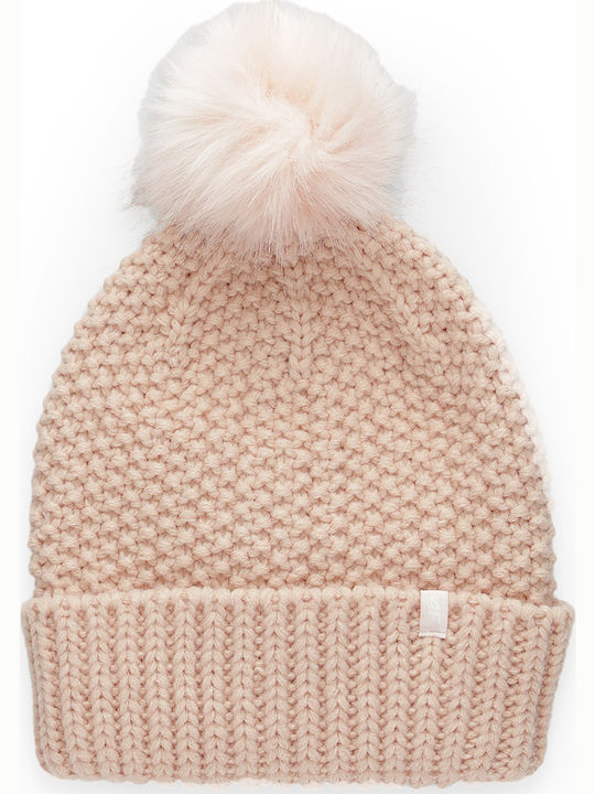Pom Pom Beanie Γυναικείος Σκούφος Πλεκτός σε Ροζ χρώμα