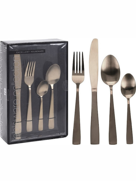 Excellent Houseware CC4100300 Set de Tacâmuri Inoxidabil Aurii 16buc