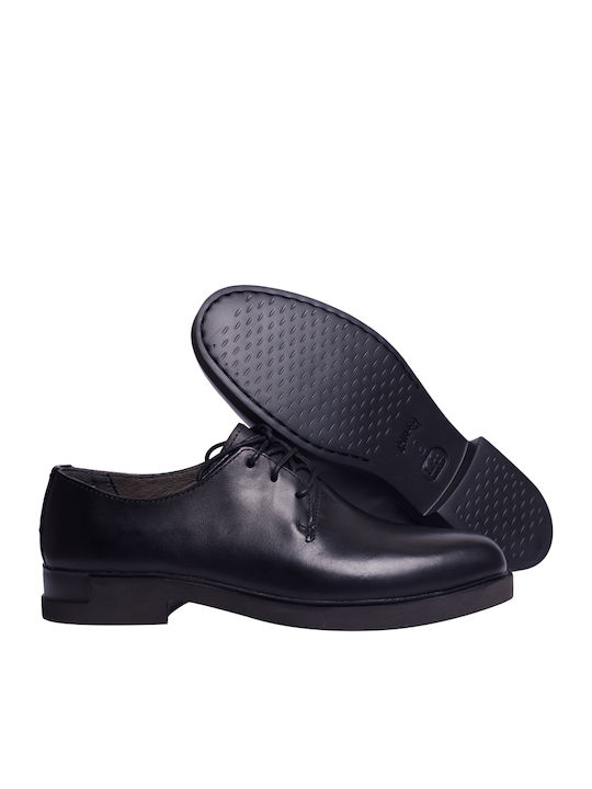Iman Δερμάτινα Γυναικεία Oxfords σε Μαύρο Χρώμα