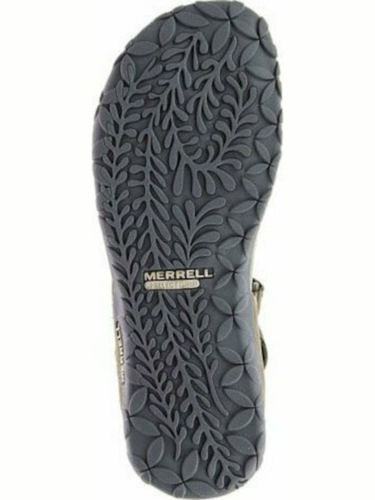 Terran Convertible Leather Women's Flat Sandals Anatomic with Strap in Khaki Color