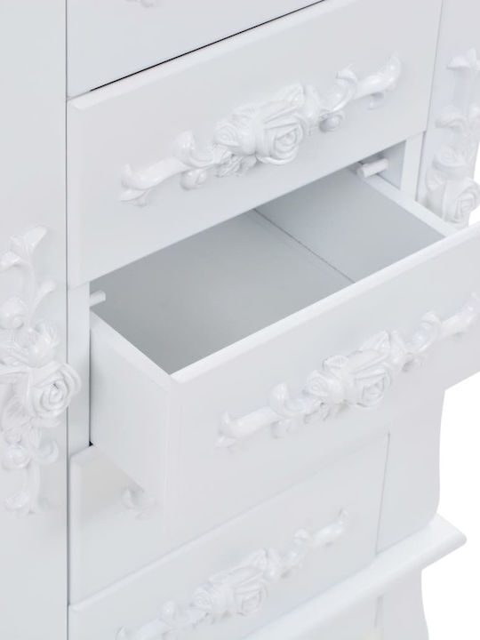vidaXL Wooden Jewellery Box with Drawer and Mirror White 34x26x94cm