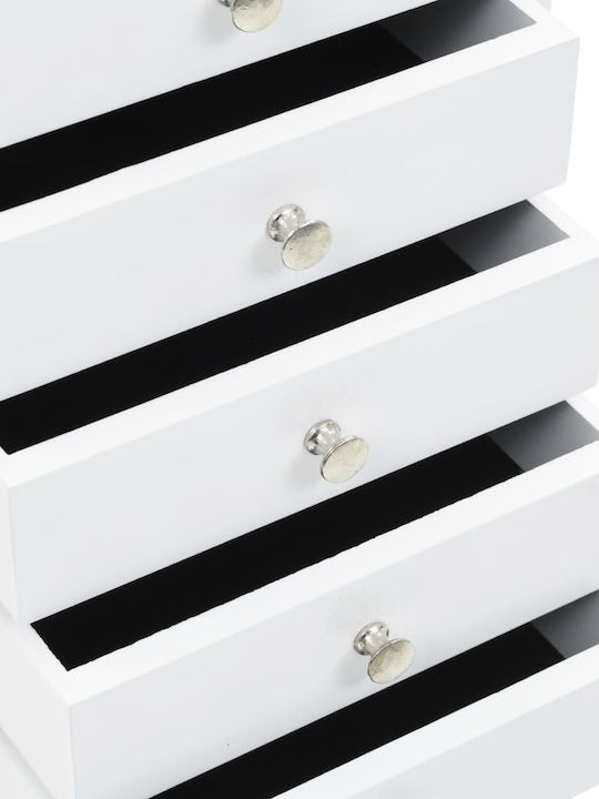 vidaXL Wooden Jewellery Box with Drawer & Mirror White 27x20x57cm