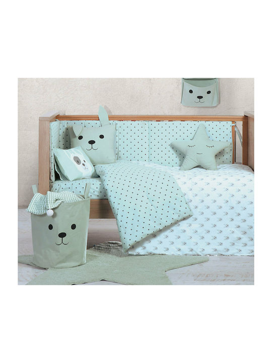 Nef-Nef Homeware Cotton Baby Quilt Dog 110x140cm Green