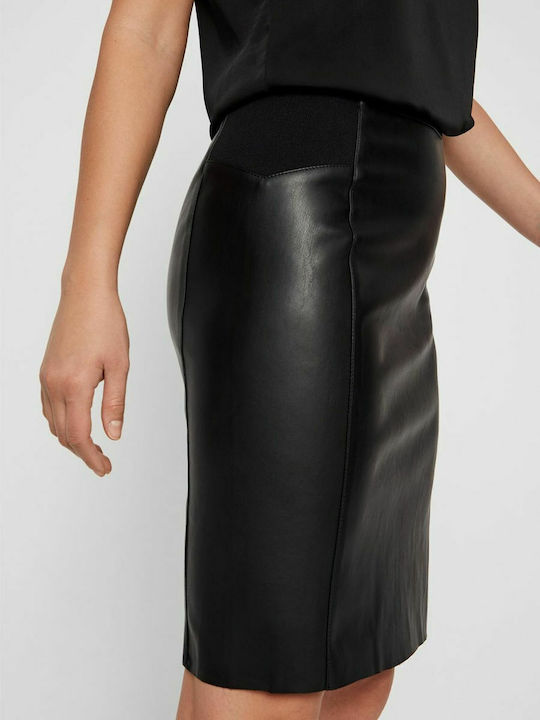 Leather Pencil High-waisted Mini Skirt Black