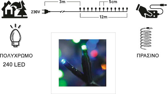240 Lămpițe LED 12m. Multicolore tip Șir 1buc