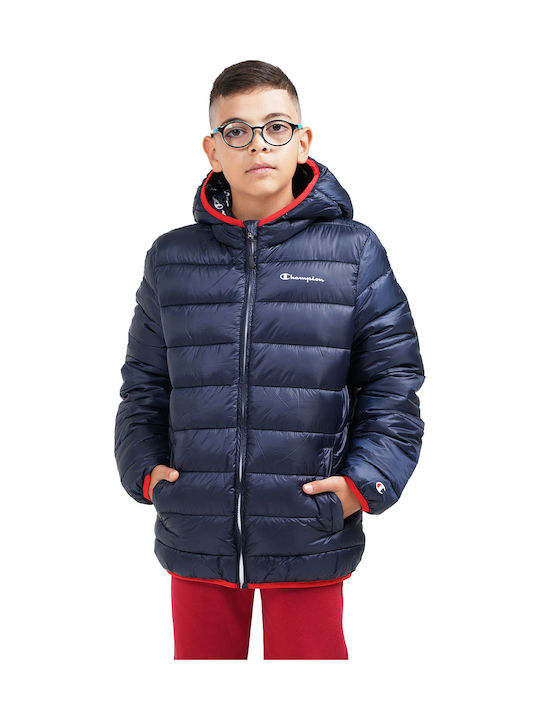 Kids Quilted Jacket short Hooded Blue