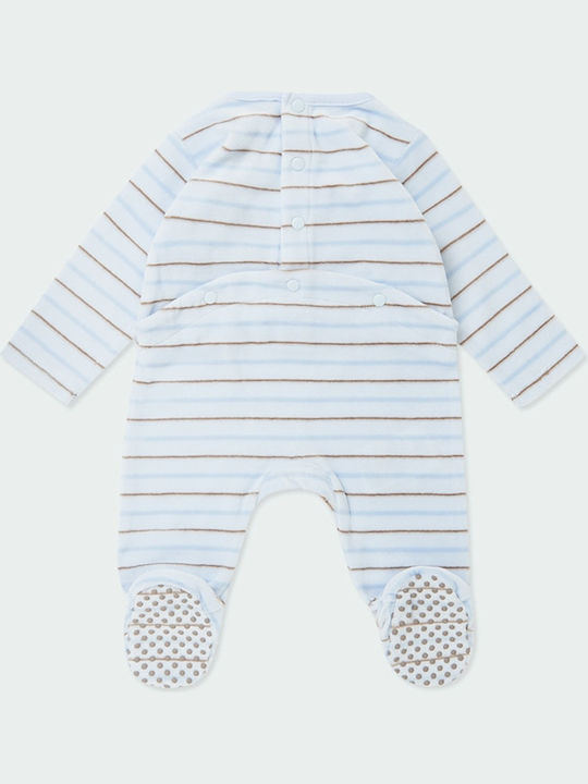 Boboli Set Baby Strampler Langärmliges Samt Hellblau