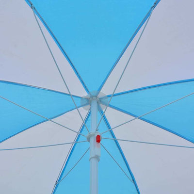 vidaXL Beach Umbrella Aluminum Blue/White Diameter 1.80m Blue