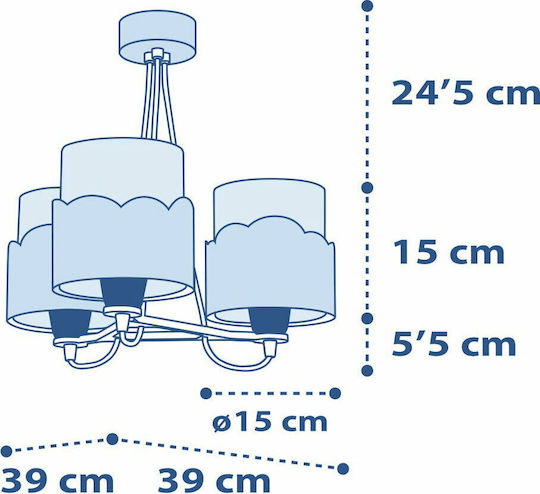 Ango Moon Kronleuchter Kinderdeckenleuchte Deckenleuchte 23W mit Fassung E27 Blue