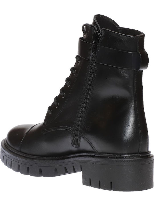 4289 Women's Leather Combat Boots Black