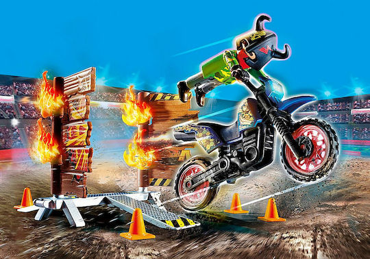 Playmobil Stunt Show Stunt Show Motocross with Fiery Wall for 4-10 years old