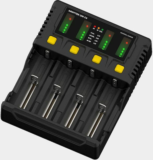 Armytek Uni C4 Зарядно 4 за батерии Li-ion/Ni-Cd/Ni-MH/Ni-Zn Размер AA/AAA/D/18650/16340/26650/14500 в Черен цвят