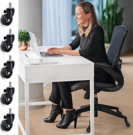 Factory Caster for Office Chair Plastic 5 Pieces Silver