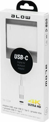 Blow Μετατροπέας USB-C male σε USB-A / USB-C / VGA female Λευκό 1τμχ 76-102