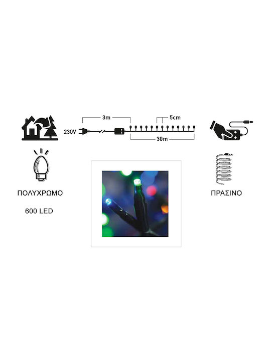 600 Lights LED 33m. Multicolor in String 1pcs