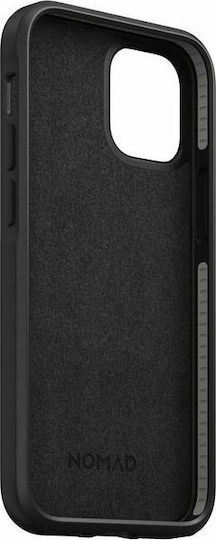 Nomad Rugged Back Cover Piele 2mm cu Curea Impermeabil Negru (iPhone 12 mini)