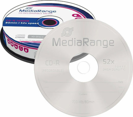 MediaRange Εγγράψιμα CD-R 52x 700MB Cake Box 10τμχ