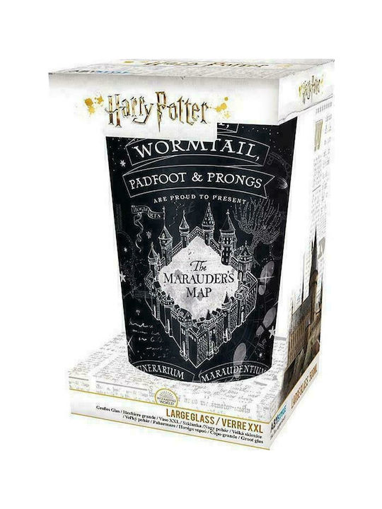 Abysse Harry Potter - Marauder's Map Ποτήρι από Γυαλί σε Μαύρο Χρώμα 400ml