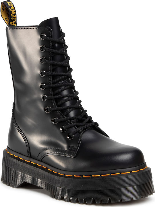 Jadon Hi Leather Women's Ankle Boots with Medium Heel Black