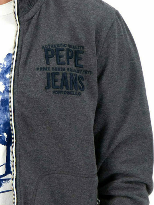 Pepe Jeans Tristam Jachetă cu fermoar pentru bărbați cu buzunare Gri