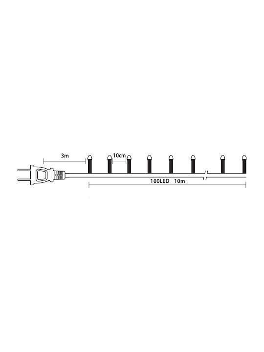 100 Λαμπάκια LED 10μ. Ψυχρό Λευκό σε Σειρά