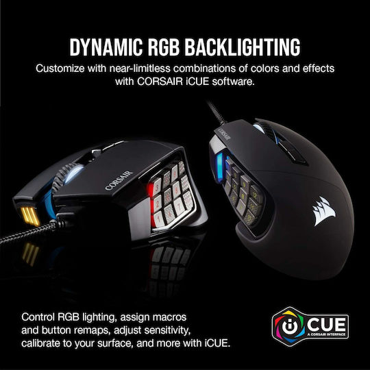 Corsair Scimitar RGB Elite Gaming Ποντίκι 18000 DPI Μαύρο