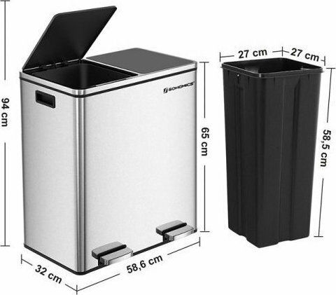 Songmics Soft-close Κάδος Απορριμμάτων με Πεντάλ 60lt Songmics Soft-close Κάδος Απορριμμάτων με Πεντάλ 60lt