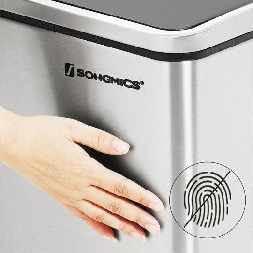 Songmics Κάδος Soft Close Ανακύκλωσης από Ανοξείδωτο Ατσάλι με Πεντάλ Ασημί 60lt